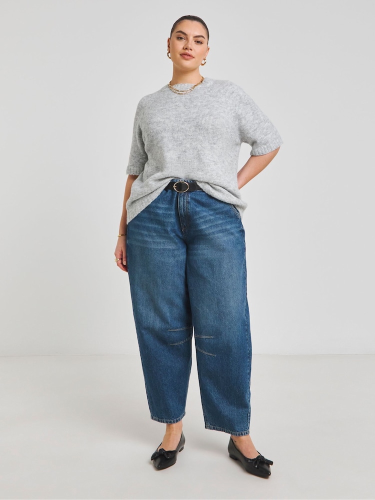Simply Be Grey Half Sleeve Knitted Jumper - Image 4 of 4