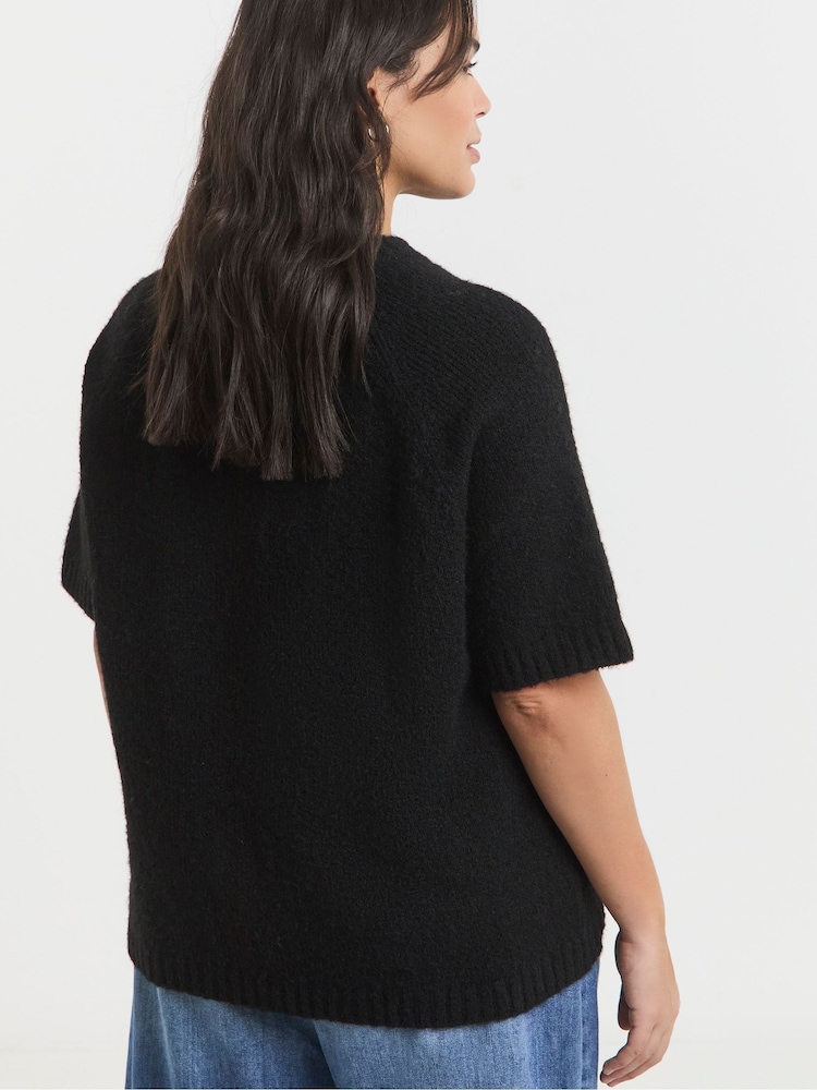 Simply Be Black Half Sleeve Knitted Jumper - Image 2 of 4
