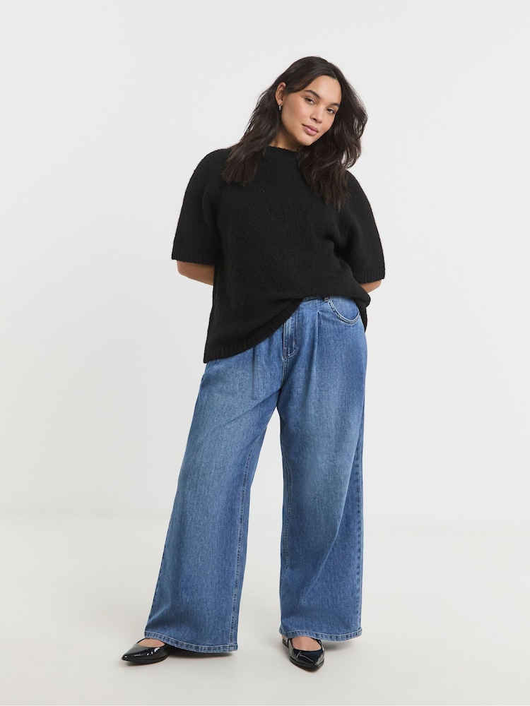 Simply Be Black Half Sleeve Knitted Jumper - Image 4 of 4