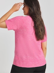 Simply Be Pink Short Sleeve Sponge Crew Neck Jumper - Image 2 of 4