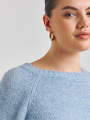 Simply Be Blue Half Sleeve Knitted Jumper - Image 3 of 4