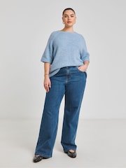 Simply Be Blue Half Sleeve Knitted Jumper - Image 4 of 4