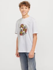 أبيض - JACK & JONES JUNIOR Skull Print 100% Cotton T-Shirt - صورة 2 من 7