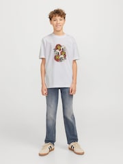 أبيض - JACK & JONES JUNIOR Skull Print 100% Cotton T-Shirt - صورة 4 من 7
