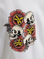 أبيض - JACK & JONES JUNIOR Skull Print 100% Cotton T-Shirt - صورة 7 من 7