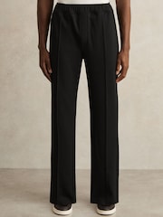 Reiss Black City Interlock Straight-Leg Drawstring Trousers - Image 3 of 6