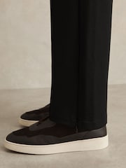 Reiss Black City Interlock Straight-Leg Drawstring Trousers - Image 4 of 6