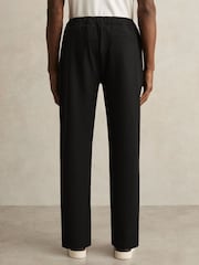 Reiss Black City Interlock Straight-Leg Drawstring Trousers - Image 5 of 6