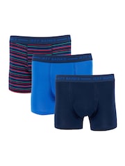 Jeff Banks Blue Low Rise Cotton Fashion Stripe Trunks 3Pack - Image 1 of 7