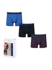 Jeff Banks Blue Low Rise Cotton Fashion Stripe Trunks 3Pack - Image 4 of 7
