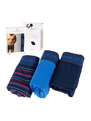 Jeff Banks Blue Low Rise Cotton Fashion Stripe Trunks 3Pack - Image 7 of 7