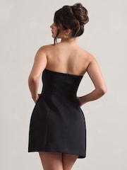 Club L London Black Anniston Bandeau Tailored Buttoned Mini Bridal Dress - Image 2 of 5