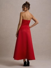 Club L London Red Wintour Satin Sweetheart Midi Dress - Image 2 of 7