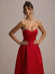 Club L London Red Wintour Satin Sweetheart Midi Dress - Image 3 of 7