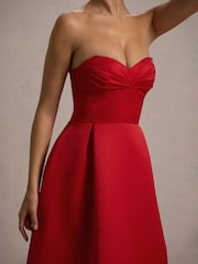 Club L London Red Wintour Satin Sweetheart Midi Dress - Image 7 of 7