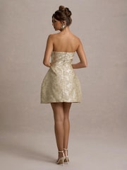 Club L London Gold Kika Jacquard Bandeau Mini Dress - Image 2 of 6