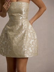 Club L London Gold Kika Jacquard Bandeau Mini Dress - Image 3 of 6