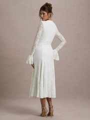 Club L London White For Life Lace Long Sleeve Midi Dress - Image 2 of 6