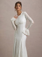Club L London White For Life Lace Long Sleeve Midi Dress - Image 3 of 6