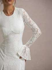Club L London White For Life Lace Long Sleeve Midi Dress - Image 5 of 6