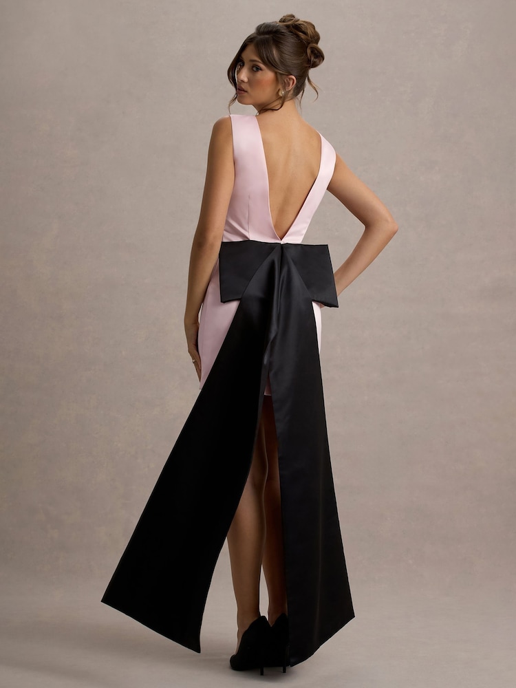 Club L London Pink Peace Satin Mini Dress With Drape Detail - Image 2 of 6