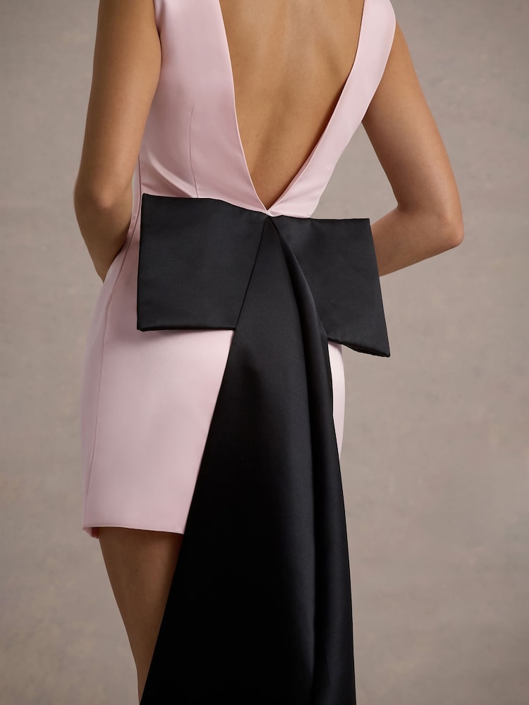 Club L London Pink Peace Satin Mini Dress With Drape Detail - Image 3 of 6