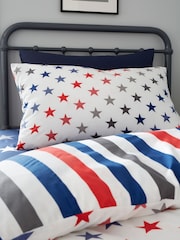 Catherine Lansfield 2 Pack White  Blue So Soft Stripes Stars Duvet Cover Set - Image 3 of 5