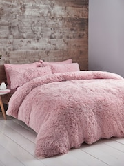 Catherine Lansfield Blush So Soft Cuddly Deep Pile Duvet Cover and Pillowcase Set - Image 1 of 4