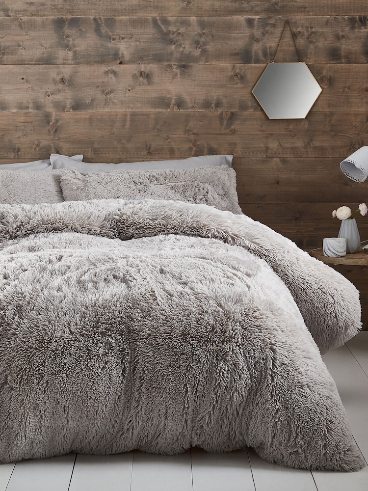 Catherine Lansfield Grey So Soft Cuddly Deep Pile Duvet Cover and Pillowcase Set - Image 1 of 4 Catherine Lansfield Grey So Soft Cuddly Deep Pile Duvet Cover and Pillowcase Set - Image 1 of 4