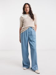 JD Williams Natural Crochet Collar Short Sleeve Jumper - Image 4 of 6