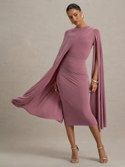 Розовый - Club L London Асимметричное платье миди с накидкой Marysol - Image 6 of 7