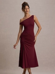 Club L London Red Kerensa One-Shoulder Midi Dress - Image 1 of 6