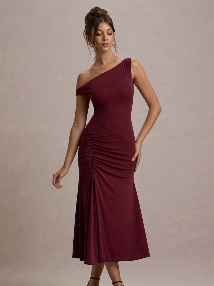 Club L London Red Kerensa One-Shoulder Midi Dress - Image 1 of 6