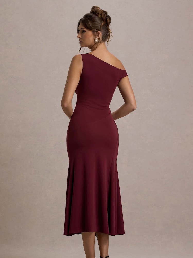 Club L London Red Kerensa One-Shoulder Midi Dress - Image 2 of 6 Club L London Red Kerensa One-Shoulder Midi Dress - Image 2 of 6