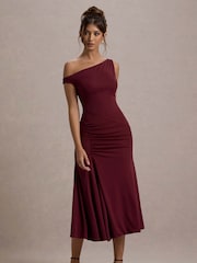 Club L London Red Kerensa One-Shoulder Midi Dress - Image 3 of 6