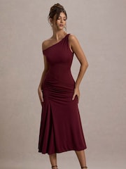 Club L London Red Kerensa One-Shoulder Midi Dress - Image 4 of 6