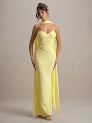 Club L London Yellow Rosabel Sweetheart Maxi Dress With Sash - Image 2 of 7