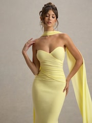 Club L London Yellow Rosabel Sweetheart Maxi Dress With Sash - Image 5 of 7