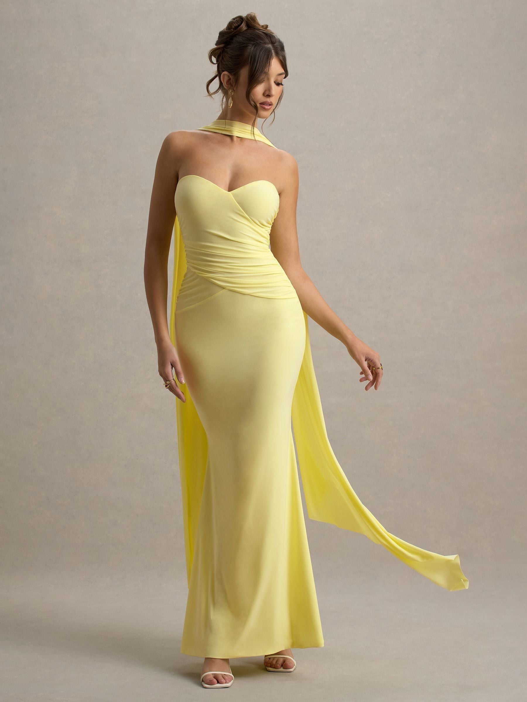 Buy Club L London Yellow Rosabel Sweetheart Maxi Dress With