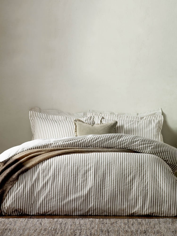 Yard Hebden Striped 100% Bumbac Husă pentru pilotă and Pillowcase Set - Imaginea 1 din 4