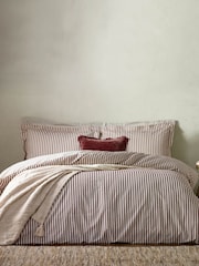Yard Red Beetroot Hebden Striped 100% Cotton Duvet Cover and Pillowcase Set - Image 1 of 4