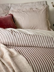 Yard Red Beetroot Hebden Striped 100% Cotton Duvet Cover and Pillowcase Set - Image 3 of 4