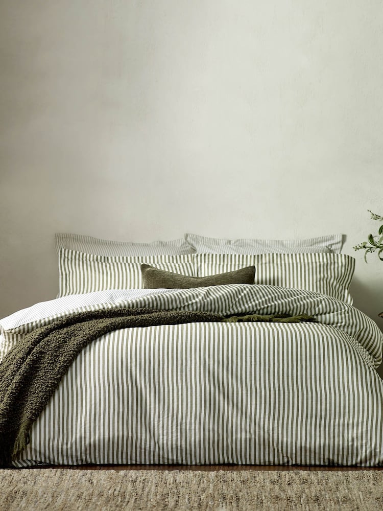 Yard Hebden Striped 100% Cotton Duvet Cover and Pillowcase Set - Imagen 1 de 4