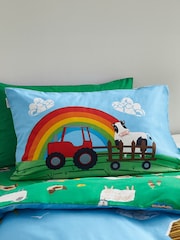 Catherine Lansfield Blue Farmyard Animals Print Reversible Duvet Cover Set - Image 2 of 3