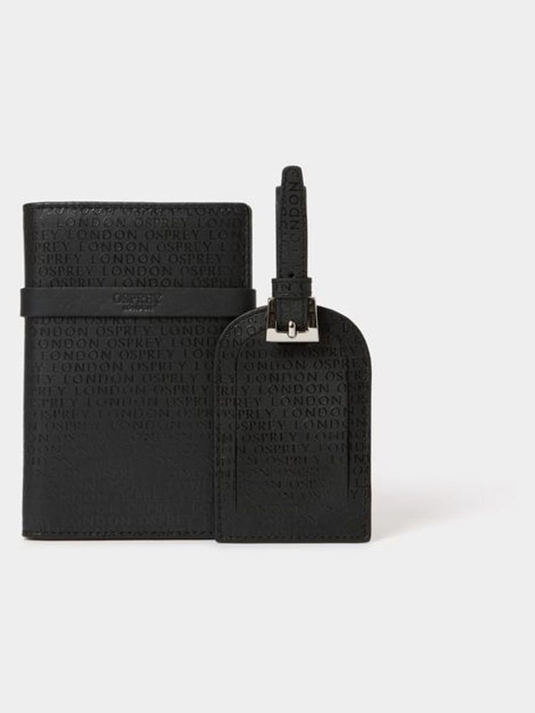 Osprey London – The Deboss – Leder-Set für Reisepass und Gepäckanhänger in Schwarz - Bild 2 von 3