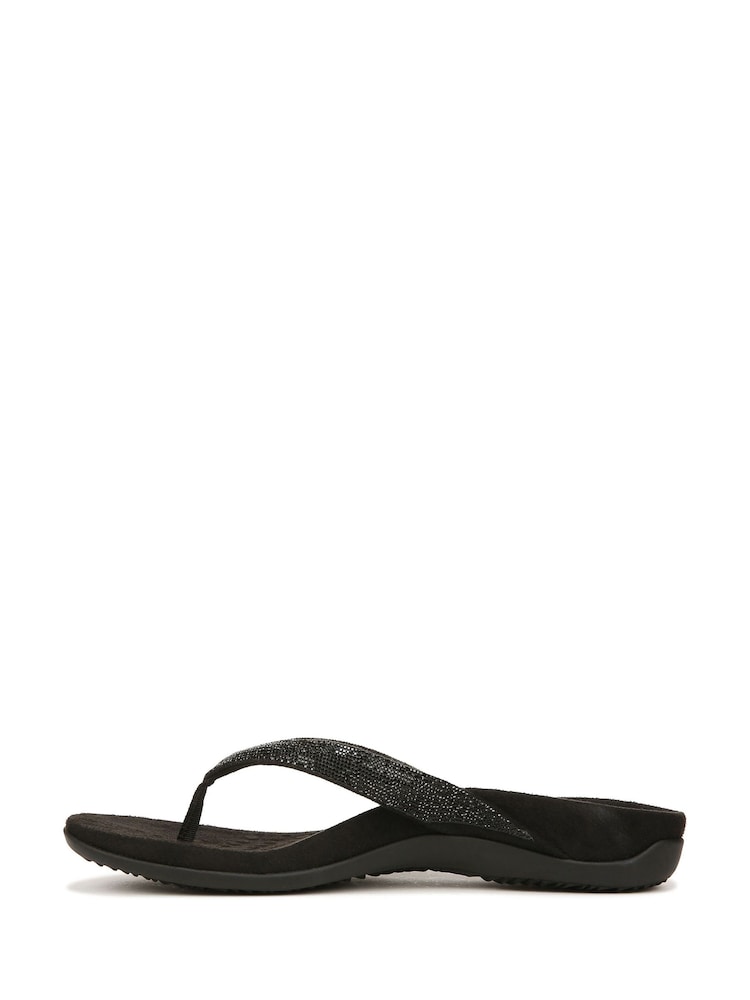 Negro - Vionic Wide Fit Dillon Shine Arch Support Toe Post Sandals - Imagen 2 de 7 Negro - Vionic Wide Fit Dillon Shine Arch Support Toe Post Sandals - Imagen 2 de 7