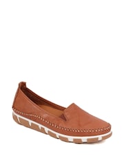 Pavers Tan Slip-Ons Leather Pumps - Image 2 of 5