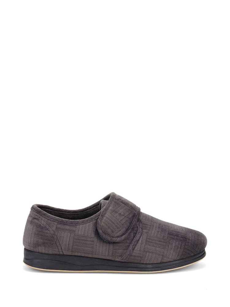 Pavers Grey Adjustable Touch Fasten Slippers - Image 1 of 5