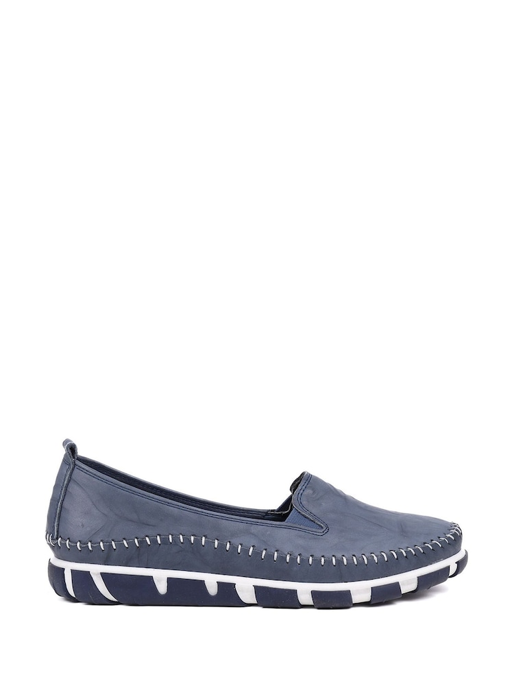 Pavers Navy Slip-Ons Leather Pumps - Image 1 of 5