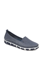 Pavers Navy Slip-Ons Leather Pumps - Image 2 of 5